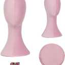 Wig Head Stand Mannequin Head Hat Display Stand Velvet Wig Holder for Mask, Headdress, Necklace (Pink)