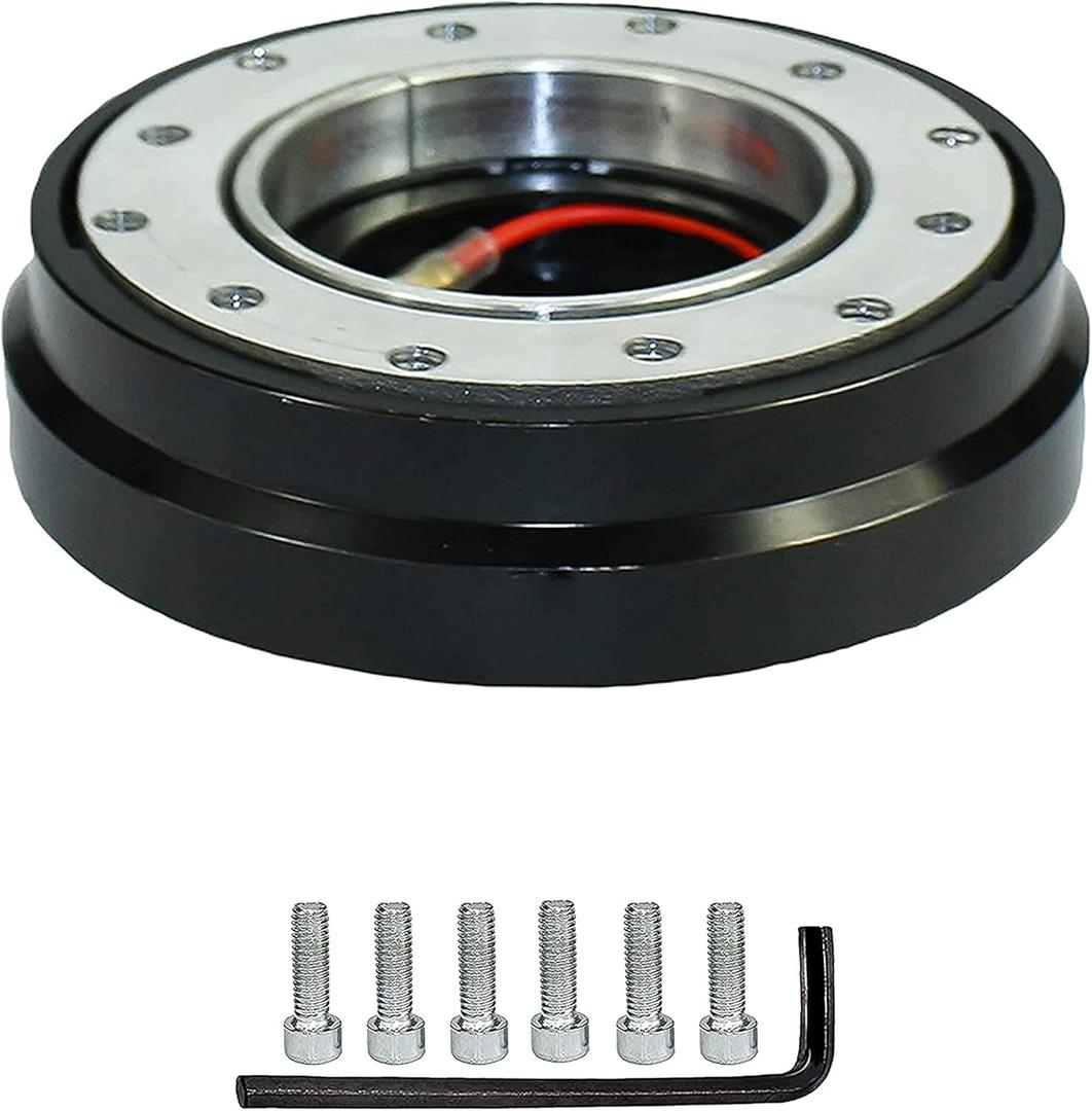 Universal 6 Hole Slim Steering Wheel Quick Release Hub Adapter Snap Off Boss kit for Race/Rally/Motorsport (Black)