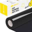 Black HTV Heat Transfer Vinyl - Eizycut 12" x 25FT Easy to Cut & Weed Black Iron on Vinyl Roll for T Shirts, Fabrics & DIY Projects, HTV Vinyl Compatible with All Cutting Machines
