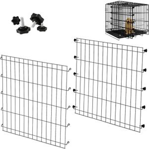 2-Pack Adjustable Metal Dog Crate Divider Panels - Multi-Dog Separation, Black Pet Cage Partition, Easy Install Non-Scratch Design for 36" Medium Crates (22.24" W x 22.63" H)