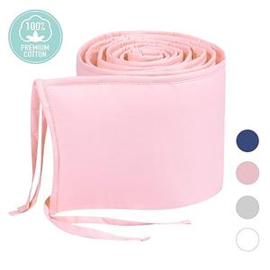 TILLYOU Cotton No-Gap Mini Crib Bumper Pads for Baby Pink 8x122 Inch TILLYOU Cotton No-Gap Mini Crib Bumper Pads for Baby Pink 8x122 Inch