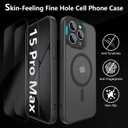 YFEMLAZ Magnetic for iPhone 15 Pro Max Case,with Screen Protectors X2,Full Camera Protection,Compatible with MagSafe,Translucent Matte,Anti-FingerprintShockproof Protective Phone Case,6.7",Black