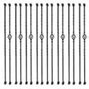 16 Pack Wrought Iron Balusters for Staircase Hollow Single Basket with Knuckles Double Twist 1/2" Square Metal Balusters with 32 Iron Baluster Swivel Shoes (Baluster 16 pack)