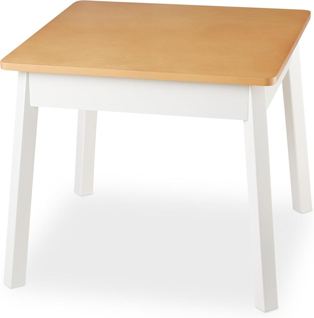 Melissa & Doug Wooden Square Table – Kids Furniture for Playroom (Natural/White)