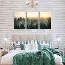 Forest Bathed in Sunlight Canvas Print Picture Painting Wall Art for Bedroom Living Room Framed 3 Piece Artwork Wall Decor for Bathroom Modern Room Plants Wall Decorations Size 16x24x3 Ready to Hang