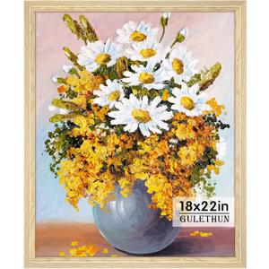 GULETHUN 18x22 Picture Frame, Natural Wood Poster Frame, Home Decor Natural Gallery Frames, Horizontal or Vertical Format, Sturdy, Plexiglass, Large Wall Decor, for Photos, Artworks, Posters