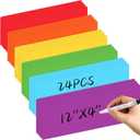 24 Pcs Large Magnetic Dry Erase Labels for Classroom, 12 x 4 Inch Rectangle Magnetic Name Plates Label Flexible Magnet Stickers for Whiteboards Refrigerator(Coloring Style)