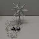 JOIEDOMI 7.8" Metal 3D Star Christmas Tree Topper Golden Glitter Decorations with 56 LED Warm White with Plug Timer Ornaments Treetop Home Holiday Party Indoor Decor