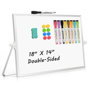 AMUSIGHT Double-Sided Magnetic White Board with Stand, 18" x 14"