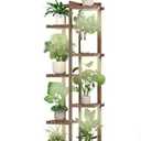Solatmos Bamboo Plant Stand With Grow Lights Indoor Plants Outdoor Corner Plant Shelf Flower Stands for Living Room Patio Garden Corner Balcony (Brown, 7 Tier)