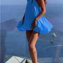 SOLY HUX Women's Mini Dress Halter Neck Sleeveless Tie Backless Swing Flowy Beach Dresses Summer Vacation Clothes (Blue, M)
