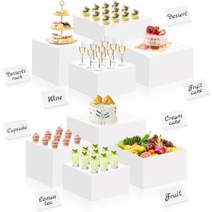 Buffet Risers, Set of 8 Acrylic Food Dessert Risers Display Stands with Mini Food Signs for Buffet Catering Table