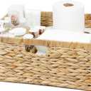 Jumbo Wicker Basket, Rectangular Wicker Baskets for Storage, Water Hyacinth Extra Large Storage Baskets, Shelf Basket with Built-in Handles-1 Pack