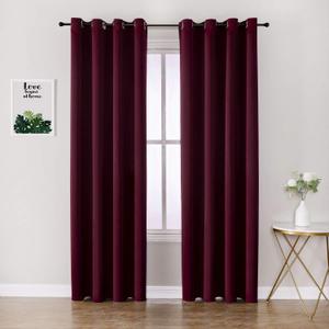 ChrisDowa Blackout Curtains 90 Inches Long 2 Panels Set for Living Room, Grommet Thermal Insulated Room Darkening Curtains for Bedroom (Burgundy Red, 52 x 90 Inch)