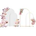 SuuWoee Arch Backdrop Stand Set of 2 With Cover (7.2FT+6FT) Gold Metal Wedding Arch Balloon Stand With Cover for Birthday Party Baby Shower Graduation Ceremony Decoration
