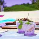 100 Purple Glitter Plastic Cups and 1 Silver Ice Tong Set - 9 Ounce Disposable Cocktail Glasses - Plastic Wine Cups - Purple Party Decorations - Purple Party Supplies
