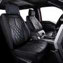 Ram Seat Covers, for 2011-2026 Dodge Ram 1500 2500 3500 Classic Crew Quad Mega Cab, for Curved Rear Seats Only, Napa Leather Seat Protector (Full Set, Black)