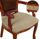 CZL Dining Room Chair Seat Covers Set of 2, Upgraded Zipper Chair Covers for Dining Room Stretch Jacquard Dining Chair Slipcover Removable Washable (Khaki)