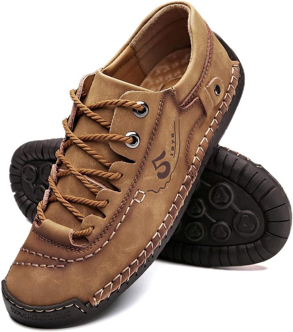 alcubieree Mens Leather Casual Shoes Comfortable Fashion Sneakers Loafers Lightweight Dress Walking Driving Shoes for Men（Size 13）