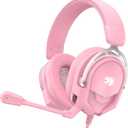 IMYB A88 Gaming Headset with Mic for Ps5, Pc, Xbox One Series X/s, Ps4, Switch, Stereo Wired Noise Cancelling Headphones with Microphone for Computer, Laptop, Mac, Nintendo, Games (Pink)