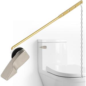 Universal Metal Toilet Handle Replacement, Front Mount Toilet Flush Trip Lever Compatible with American Standard/Mansfield/TOTO/Kohler Toilets, Stainless Steel Flapper Chain, Brushed Nickel