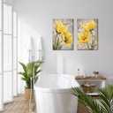 Yellow and Gray Flowers Canvas Wall Art Tulip Picture Prints Artwork Modern Floral Wall Decor for Living Room Bedroom Bathroom Decor Plant Painting Framed 2 Pieces, 16"W x 24"H inch x 2 pc