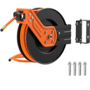 Giraffe Tools TA15 Retractable Air Hose Reel Swivel 3/8" x 50 ft Hybrid Hose, Max 300 PSI, Ceiling/Wall Mounted Heavy Duty Industrial Commercial Air Compressor Hose Reel, 50ft, Tangelo