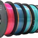 10 Pack Silk Rainbow PLA 3D Printer Filament Bundle, Dimensional Accuracy +/- 0.02 mm, 1kg (2.2lbs), 1.75 mm, Rainbow Candy,Blue Green,Red White,Blue White,Green, 10 Mix Rainbow Colors