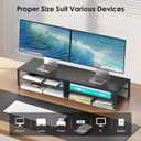 ECOLOVI 2-Tier Computer Monitor Stand Riser, Desk Organizer for Monitor, Printer & Laptop Stand, Desktop Workspace Organizers for Office Supplies(Black 2-Pack)