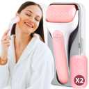 Eli with Love Ice Roller for Face Premium Facial Ice Roller with Carry Case and 2X Rollers for Long Lasting Cold - Eye Roller for Puffy Eyes & Cold Massage for Migraines (Pink (with case))