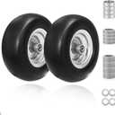 2 PC 11x4.00-5" Flat-Free Tire and Wheel, 11" Lawn Mower Tire, 3/4" or 5/8" Bearings, Durable Smooth Tread, Fits Zero-Turn Lawn Mowers Tires, 350lbs Load Capacity, Adjustable Center Hub (3" to 4.4")