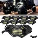 SUNPIE 8 Pods Magnetic White Rock Lights Wide Beam Angle, Quick Connect, 49 High Power Chips, 4M Extension Wires, 6000K Pure White, IP67, Fits Trucks, SUV, ATV, UTV, Trailer, Boats