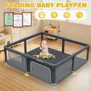 Foldable Playpen for Babies and Toddlers, 71"x79" Portable Play Yard with Mat, Kids Collapsible Play Pen with Sturdy Metal Frame & Mesh Walls, Indoor & Outdoor Baby Fence Play Area