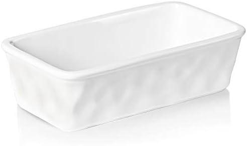 HAOTOP Ceramics Small Nonstick Baking Bread Loaf Pan, 8.5 x 4.6 Inch (White) HAOTOP Ceramics Small Nonstick Baking Bread Loaf Pan, 8.5 x 4.6 Inch (White)