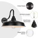 Solar Barn Light Outdoor, 16 Inch Dome Wall Light Solar Powered, Farmhouse Exterior Wall Sconce, Industrial Outside Lighting Fixture, Rustic Lantern for Garage, Barn, Shed, RZSR020W, 16"-1 Pack