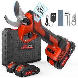 Upgraded Cordless Electric Pruning Shears with LCD Display, Battery Powered Garden Shears with Brushless Motor, 2 Rechargeable Batteries, 1.6 Inch Cutting for Trees, Shrubs, and Yard Trimming