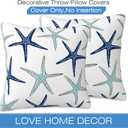Throw Pillow Covers Nautical Starfish Pillow Covers 18x18 Inch Set of 2 Navy Blue and Turquoise Sea Stars Throw Pillows Decorative Pillow Cases Cushion Covers for Bedroom Livingroom
