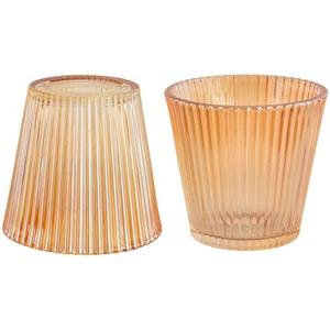 Small Glass Amber Stripe Lamp Shades Set of 2 Art Blown Lampshades,1.3lb,3.35" Top x 4.92" Diameter x 4.72" Height,Replacement Mini Lamp Shade for Floor Lamp Table Wall Lamp Chandelier Island Decor