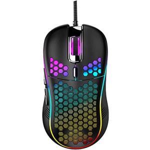 Techsea Honeycomb Wired Gaming Mouse with RGB On/Off Switch, 7200 Adjustable DPI, Ergonomic Lightweight Design & High Precision Sensor for PC/Mac Gamers (Black)