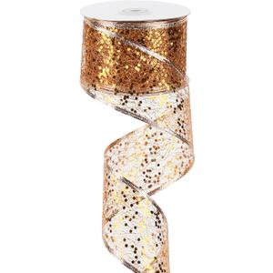 MEEDEE Orange Glitter Wire Mesh Ribbon with Sparkle Halloween Ribbons Wired 2.5 Inch Wired Ribbons Burnt Orange Ribbon for Christmas Tree Decoration, Wreath Bow Making (25 Yards)