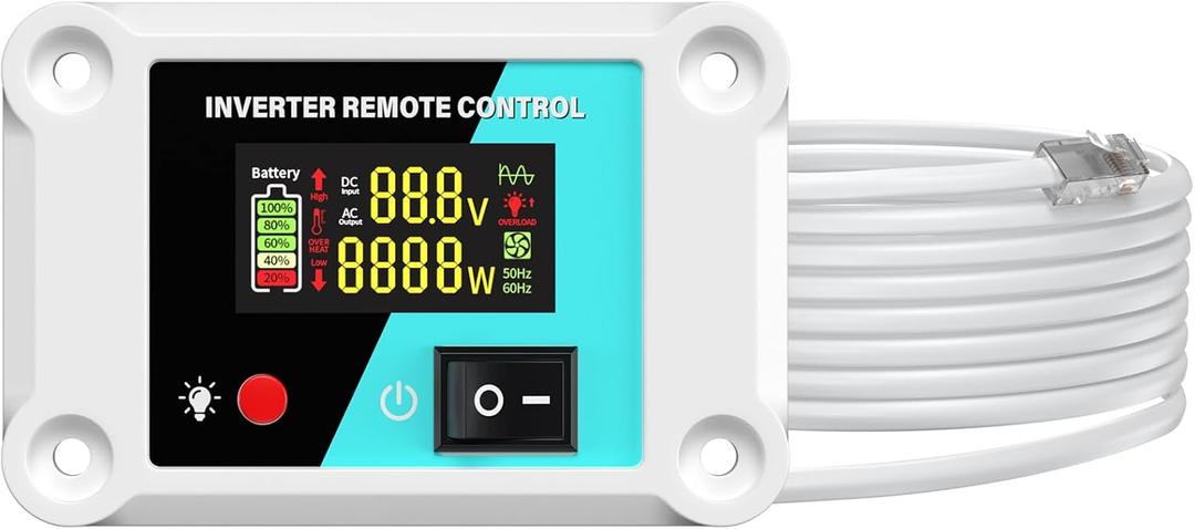 Remote Controller with 15FT Remote Cables and Smart LED Display for LANDERPOW Pure Sine Wave Inverter