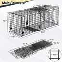 Humane Large Animal Trap Black 51.2 x 17.7 x 19.7 inch, Easy to Set & Release Animal Trap Cage, Collapsible Live Traps for Dogs, Raccoons, Foxes, Coyotes