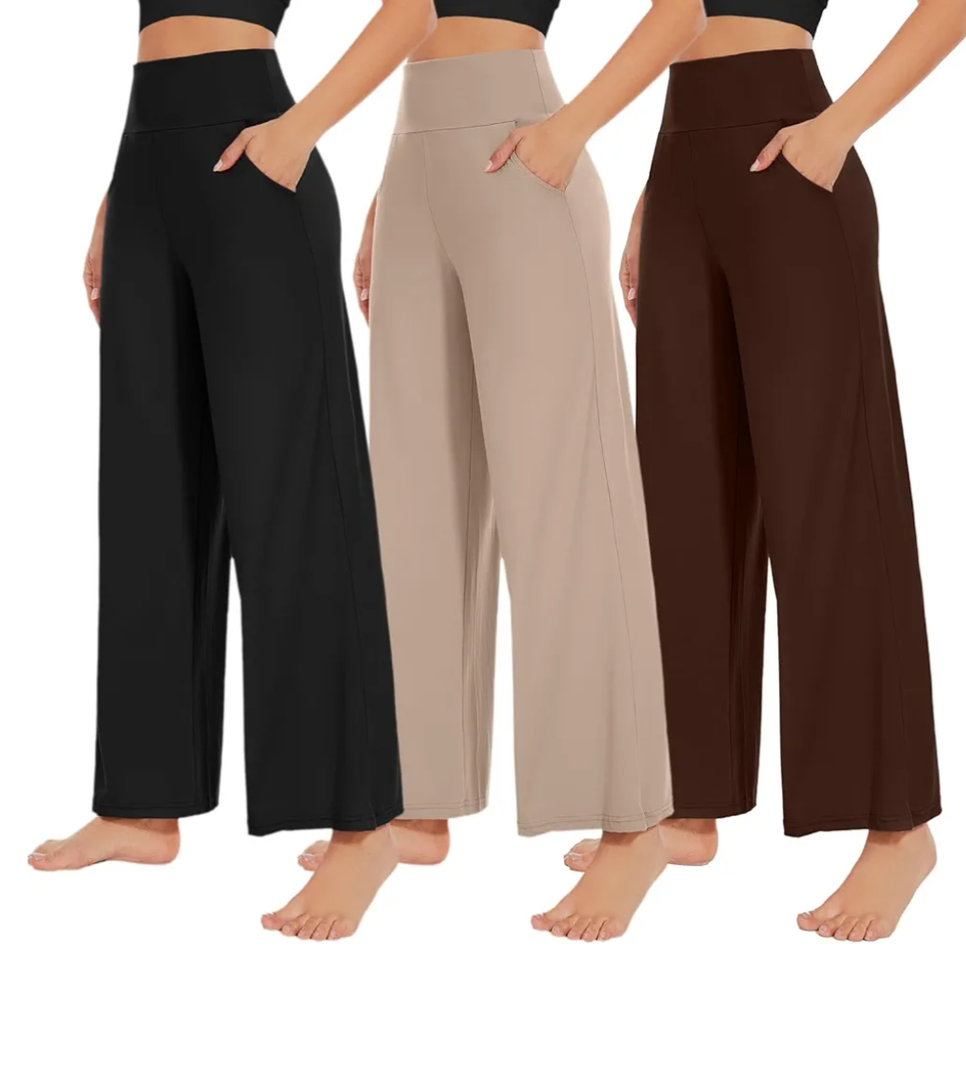 NEW YOUNG 3 Pack Women's Wide Leg Pants with Pockets High Waist Loose Sweatpants Casual Lounge Yoga Workout Palazzo
Size M