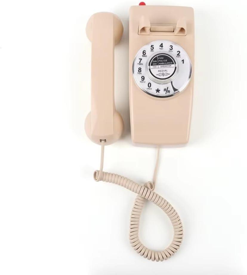 Corded Vintage TRIMLINE Home Phone, Easy Wall-Mount Landline Phone, Antique Rotary Dial Senior Phones,Last Number Redial, Loud Bell,Retro Working Wall Telephones for Home/Office/Hotel/School