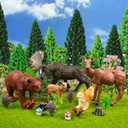 40 PCS Woodland Animals Figures Model Trees, 5 Pcs Animal Toy Figurines and 35 Pcs Mixed Plastic Trees Forest for Woodland Cake Toppers Decorations Birthday Party Supplies
