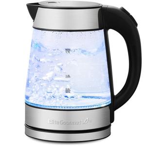Elite Gourmet Electric Glass Kettle with Stylish Blue LED