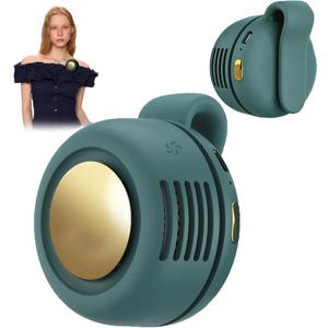 Portable Clip-On Fan, Mini USB Rechargeable 360 Rotatable Fan, 3-Speed Silent Mini Bladeless Fans (Green), Small