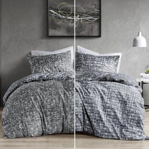 Comfort Spaces Queen Duvet Cover Set - Grey Bedding for All Season, Ultra Soft 3 Pieces Reversible Duvet Cover with 2 Matching Shams, Button Closure, Machine Washable, Full/Queen (Gray)