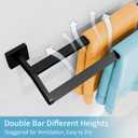 Double Towel Bar, Towel Racks for Bathroom, 24 Inch Heavy Duty Stainless Steel Bathroom Towel Holder Rod Wall Mounted, Bath Towel Rack, Matte Black
