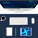 K KNODEL Small Office Leather Desk Mat, Mouse and Keyboard Pad, Computer and Laptop Mat, Desktop Protector and Cover, Writing Pad and Blotter (23.6"x13.8", Dark Blue)